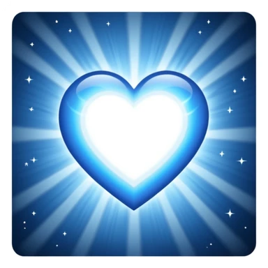 white blue heart radiating white light surrounded by a cosmic heart sticker