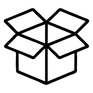 an open box, simple and clear design, black outlined icon style, no fill, minimalistic sticker