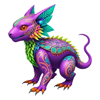 Tropical lush warm-colored modern colorful neon-colored Fakémon-Digimon-Trico-creature sticker