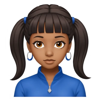 Lisa Left Eye Lopes with dark brown long ponytail hair, brown eyes, blue outfit sticker