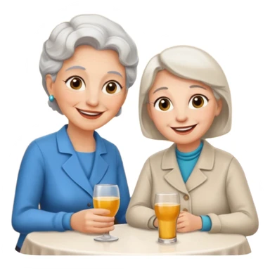 conversación dentro de un restaurant  dos personas y una de las persoans sea una abuela y el otro un adulto de 27 años sticker