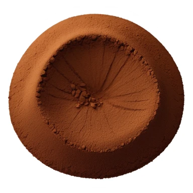 loose mound of finely ground dark brown chicory powder with soft matte texture, slightly uneven edges, gently rippled surface, light earthy grind, no scoop or jar, emoji scale, soft lighting, subtle shadows sticker