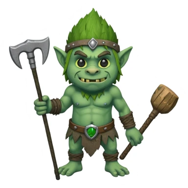 Isometric view full grunky body troll with club  sticker