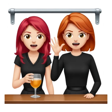 A raid haired woman yelling at a bartender sticker