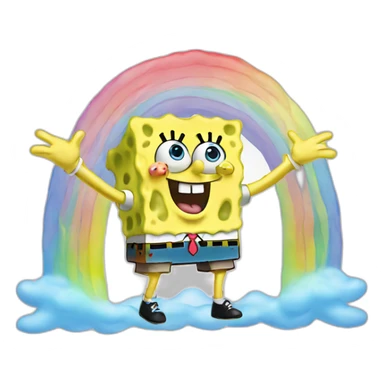 SpongeBob making a rainbow with his hands sticker