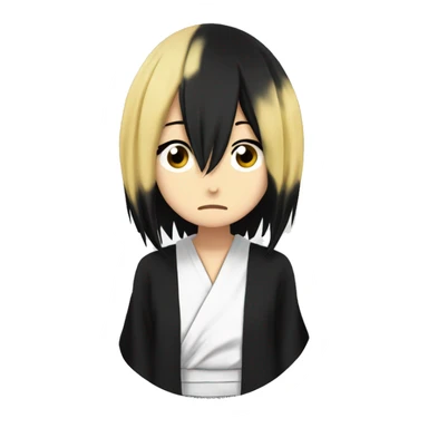 Rukia Kuchiki from bleach waith black hir and sad emotion sticker