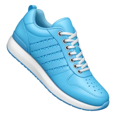 A 3D cartoon Sky Blue sneaker with soft texture, lace-up detail, and smooth reflections, isolated on plain background, Memoji-style. sticker