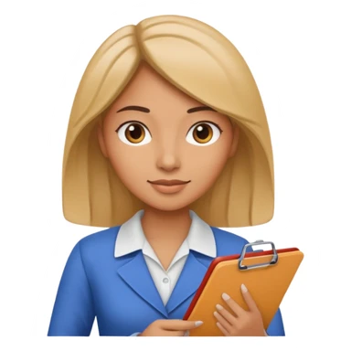 women with clipboard checking page sticker