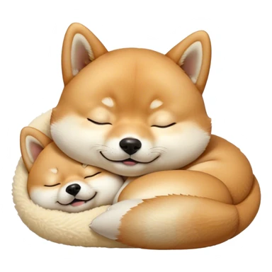 Cinematic Meme-Worthy cute Sleeping Shiba Inu Portrait Emoji, Head resting peacefully with a contented smile, featuring a delightfully cute build and a luxuriously soft fur with a creamy underbelly, eyes shut in a serene nap, Simplified yet hilariously adorable features, highly detailed, glowing with a soft, drowsy light, high shine, relaxed and utterly lovable, stylized with an air of playful laziness, bright and endearing, soft glorwing outline, capturing the essence of a comically sleepy companion, so meme-worthy it feels like it could instantly become the next viral sensation of adorable slumber! sticker