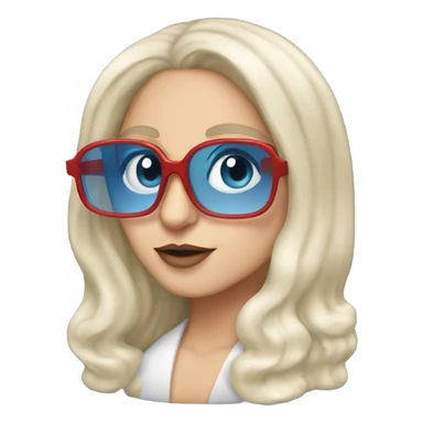 Lady Gaga with red glasses and blue eyes  sticker