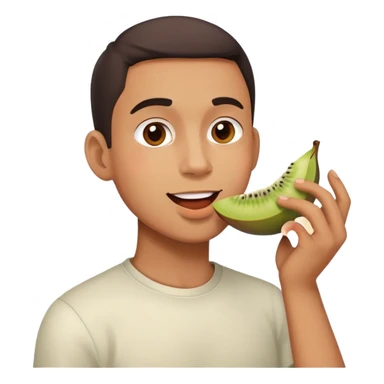 mixed male eating fruit sticker