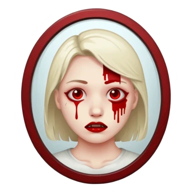 Checked mirror with blood  sticker