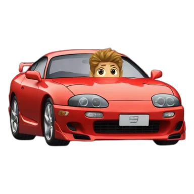 A super man in extra super speeded Toyota supra mk4 car sticker