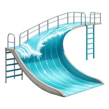 An artificial wave pool with turquoise blue water creating a perfect wave for surfing, surrounded by a gentle edge, with a ladder. sticker