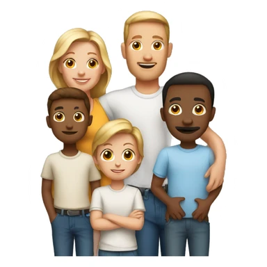 White mom brown dad with 5 boys sticker