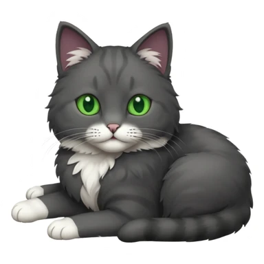 full body solid dark grey cat with green eyes and white paws sticker