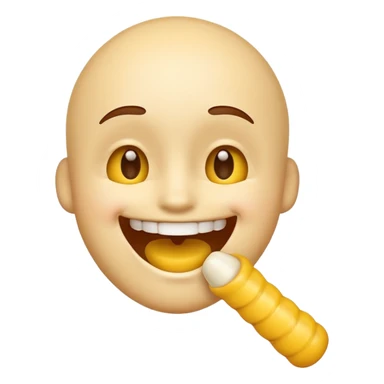 Smiling emoji with a yellow bone in its mouth sticker