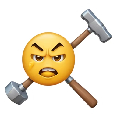 angry emoji hitting dizzy emoji with hammer emoji sticker