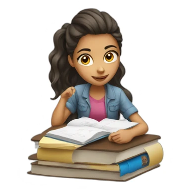 smart girl doing homework sticker