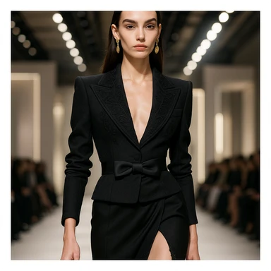 a high-fashion model girl with thin eyebrows, straight dark hair, full lips, and a shapely body, wearing designer clothes sticker