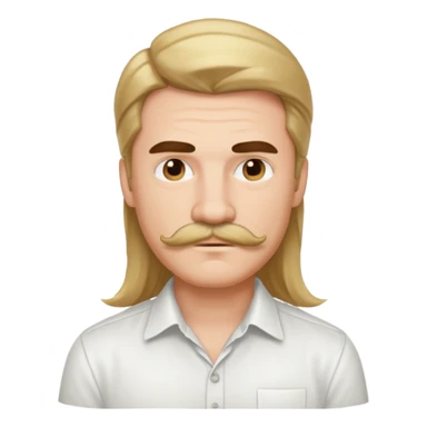 mustached man with long hair and white shirt sticker