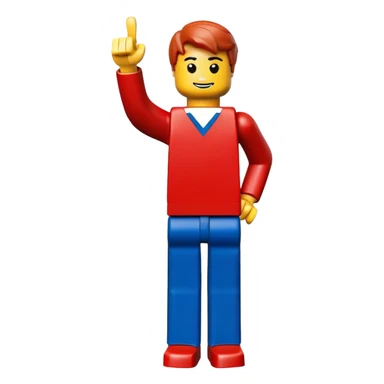 Lego Man red dress with blue pant full figure thumbs up sticker