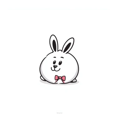 a very cute rabbit with a pink ribbon sticker
