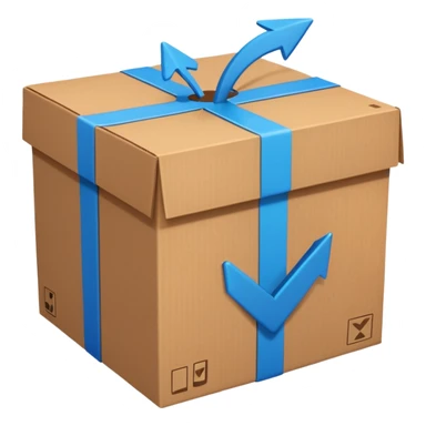 package box with arrows circling around it sticker
