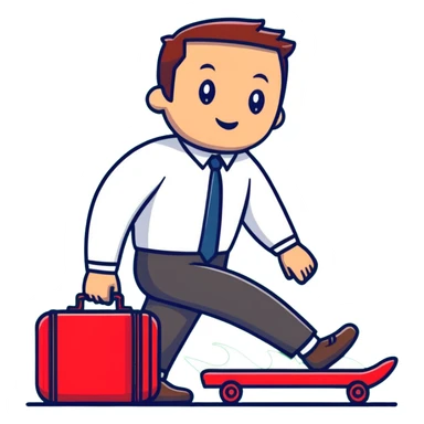 businessman surfing on a red suitcase sticker