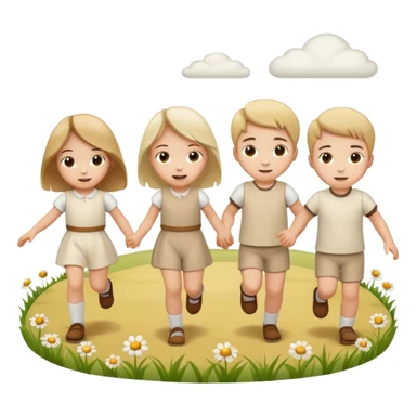 Chaos with children in beige and white clothes  sticker