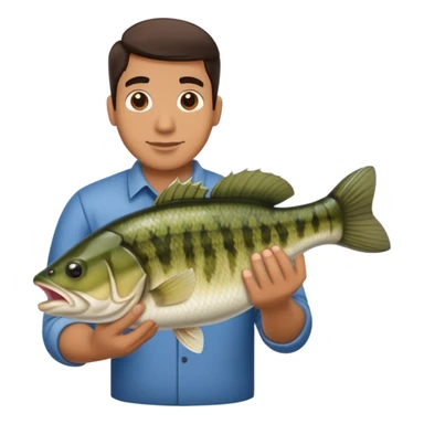 man holding a largemouth bass fish sticker
