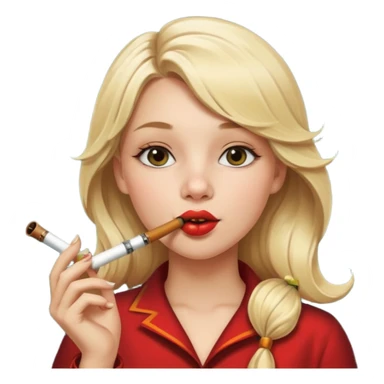 A beautiful girl with blonde hair with a festive pipe in her mouth sticker