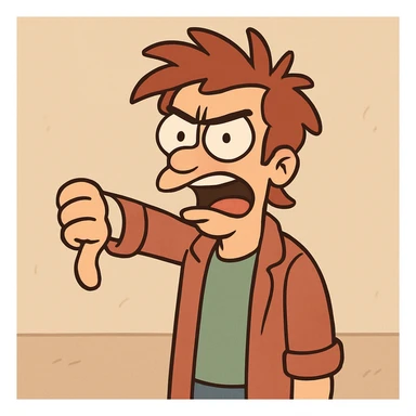 thumb pointing down, cartoon style, no text sticker