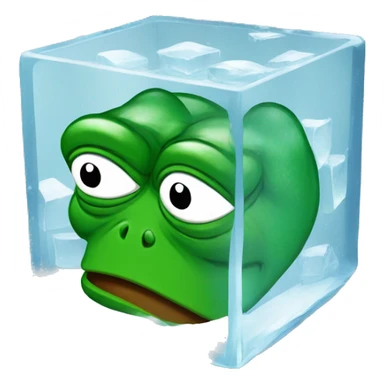 pepe the frog inside an icecube sticker