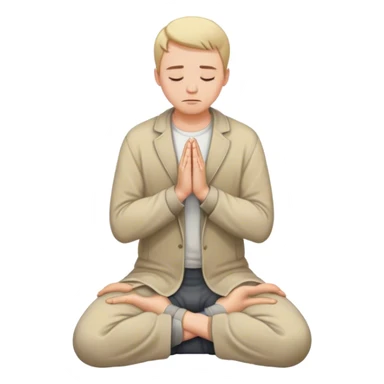 a white man pleading on knees with hands in prayer  sticker