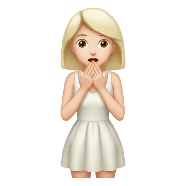 woman surprised with her hands over her mouth, full body sticker