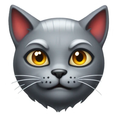 evil grey cat with devil horns sticker