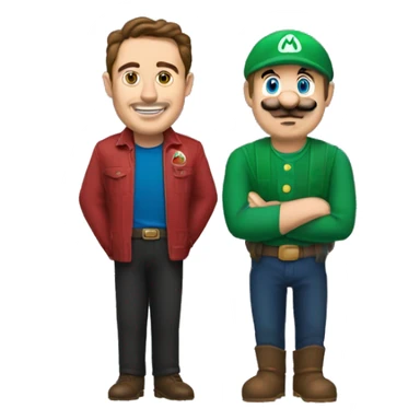 elon muskc and mario sur sticker