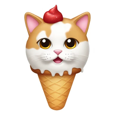 Icecream with fat calico cat sticker