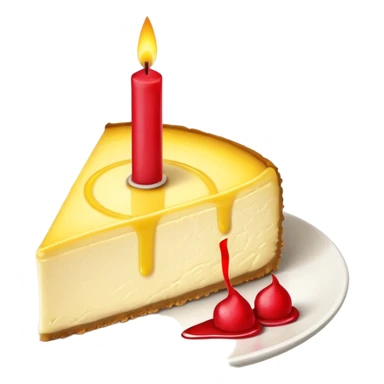 triangle lemon cheesecake on plate and red birthday candle sticker