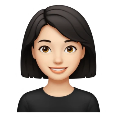 25 yaş genç kız siyah küt hafif dalgalı saçlı beyaz tenli sticker