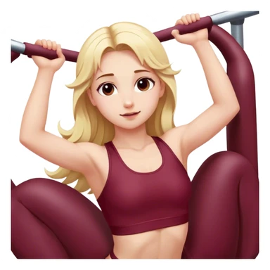 angelic blonde girl stretching in Burgundy  gym  sticker