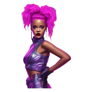 Synthwave Rihanna in SNES style, oil paint, epic eyes, intricate lips, exquisite pose, beautiful, desirable, logical sticker