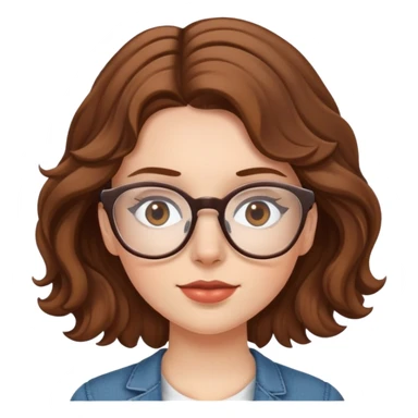 White Girl with brown wavy hair and rimless glasses sticker