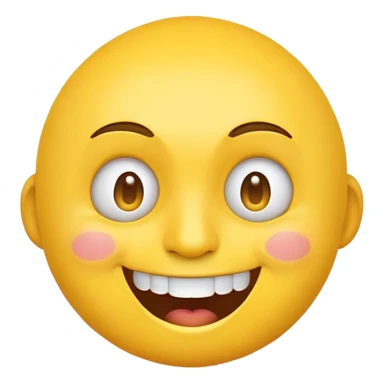 yellow face emoji with raised eyebrows and two teeth showing sticker