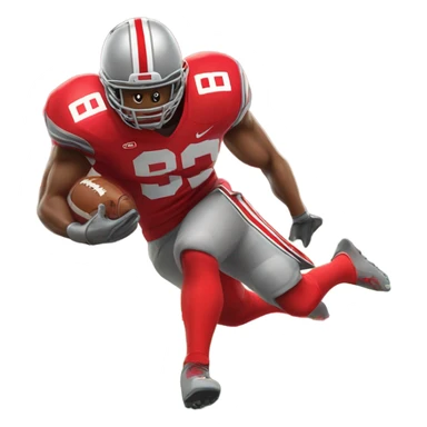 Ohio state football player scoring a touchdown sticker