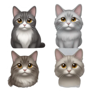 2 cats, one Chinchilla full brown long hair and one gray short hair sticker