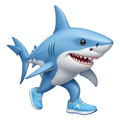 shark in blue sneakers on the beach sticker