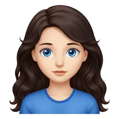 Girl with lond wavy dark brown hair and blue eys  sticker