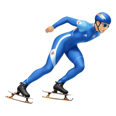 An icon showing a speed skater gliding on a professional oval ice track, captured in mid-motion with aerodynamic posture and sleek skates. The background features snowy mountains, flags, and a clear blue sky. Transparent background reflects the speed and elegance of the sport. sticker
